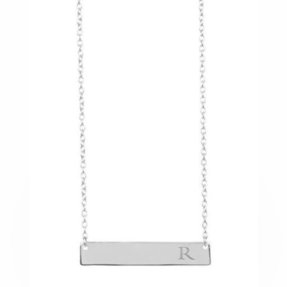 Sterling Forever 925 Initial Bar Letter R Necklace